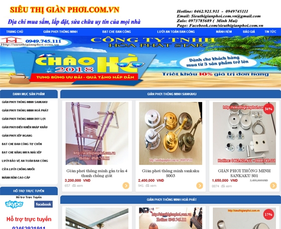 Thiết kế web giá rẻ siêu thị giàn phơi